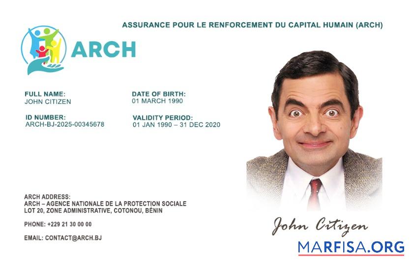 Realistic Benin health insurance card sample